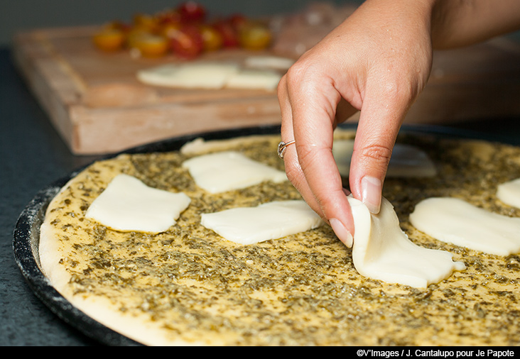 pizza pesto poulet