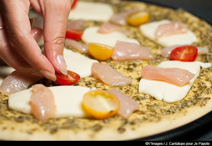 pizza pesto poulet