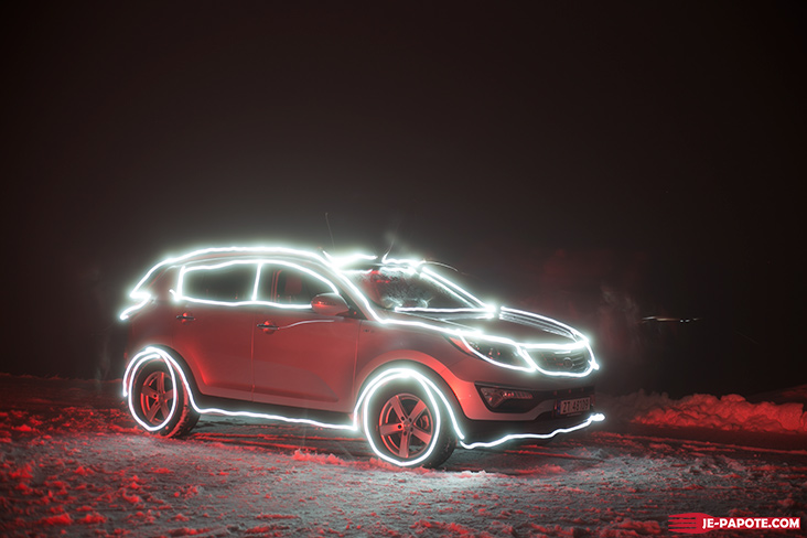 Light painting norvege voiture