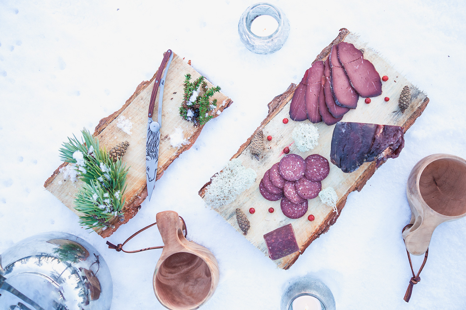 viande de renne seché, fumé, saucisson